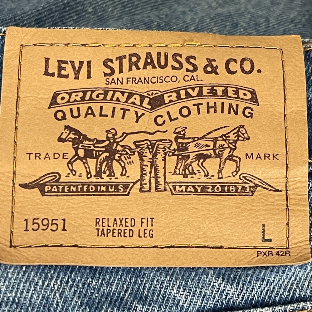 VTG Orange Tag Levis 951‎ Relaxed Tapered Womens 12 Long Denim Blue Jeans *Read - Picture 5 of 11